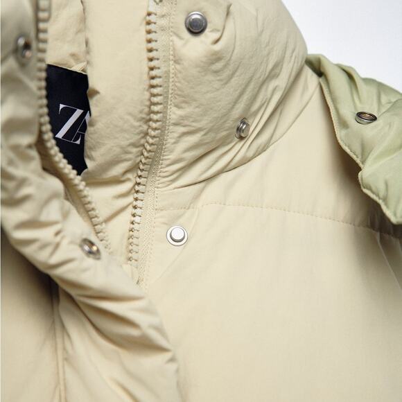ZARA WATER REPELLENT PUFFER JACKET OLIVE GREEN - Picture 3 of 6